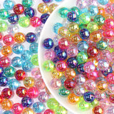 Clear Multi colored iridescent beads 8mm