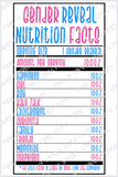 Gender Reveal Nutrition Facts